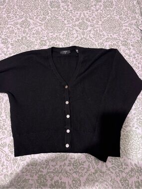 Tahari Black V-Neck Button Front Cardigan